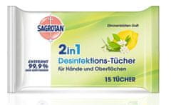 Sagrotan Sagrotan 2v1, Dezinfekční ubrousky s vůní citronu, 15 ks