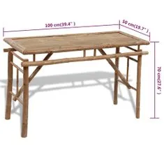 Vidaxl Pivní set stůl se 2 lavicemi 100 cm bambusový
