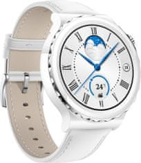 Huawei Watch GT 3 Pro 43 mm, Silver Bezel White Ceramic Case, White Leather Strap