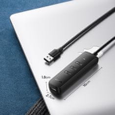 Ugreen CM416 HUB adaptér USB / 4x USB 3.0 0.25m, černý
