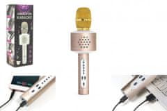 Teddies  Mikrofon karaoke Bluetooth zlatý na baterie s USB kabelem