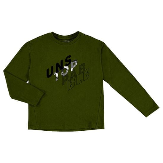 MAYORAL tmavě zelené tričko s dlouhým rukávem a nápisem s flitry Velikost: 12/152