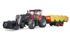 Bruder Farmer - traktor s předním nakladačem, vlekem a 8 balíky sena