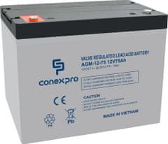 Conexpro baterie AGM-12-75, 12V/75Ah, Lifetime