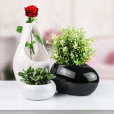 botle Moderní dekorativní Keramický květináč Váza D 22x17 V 14 bílá deco lesklý