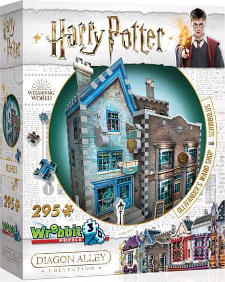 Wrebbit 3D puzzle Harry Potter: Obchod s hůlkami pana Olivandera a Scribbulus 295 dílků