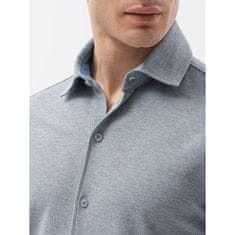 OMBRE Pánská košile s dlouhým rukávem ABELL šedá MDN15027 XL