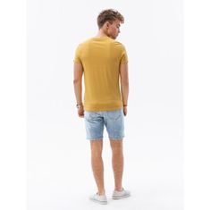 OMBRE Pánské jednobarevné tričko NORRIS hořčicová barva MDN23845 L
