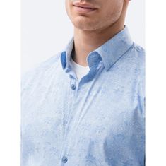 OMBRE Pánská košile s dlouhým rukávem TATE světle modrá MDN24749 S