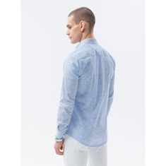 OMBRE Pánská košile s dlouhým rukávem TATE světle modrá MDN24749 S