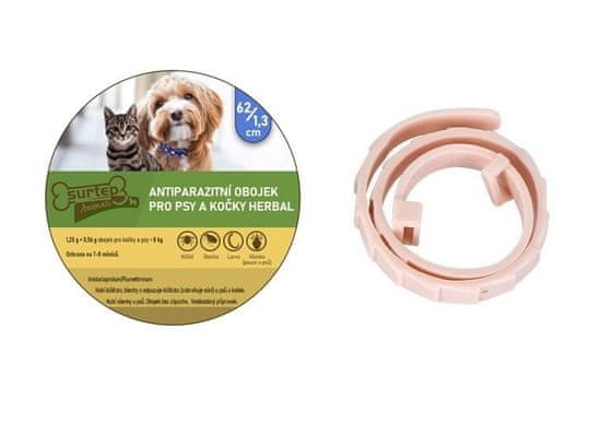 Surtep Animals Antiparazitní obojek pro psy a kočky Herbal 62/1,3cm Růžová