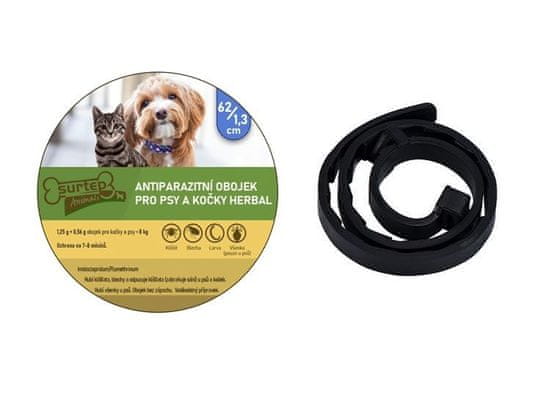 Surtep Animals Antiparazitní obojek pro psy a kočky Herbal 62/1,3cm Černá