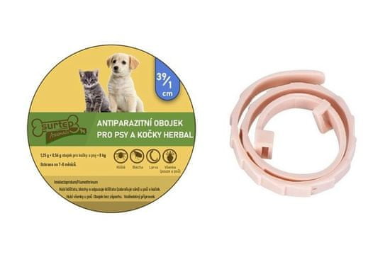 Surtep Animals Antiparazitní obojek pro psy a kočky Herbal 39/1cm Růžová