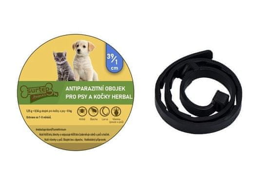 Surtep Animals Antiparazitní obojek pro psy a kočky Herbal 39/1cm Černá