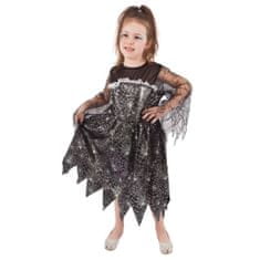 Dětský kostým čarodějnice s pavučinou vel. M EKO (117-128 cm) - 6-8 let - Halloween