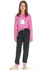 TARO Dívčí pyžamo Suzan růžové s medvědem růžová 134
