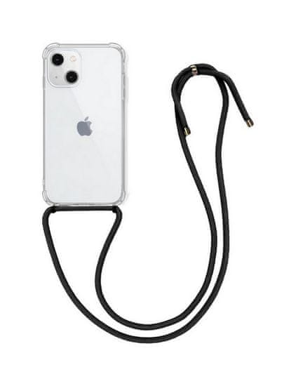TopQ Kryt iPhone 13 silikon s černou šňůrkou průhledný 67292