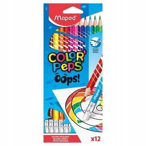 Maped Colorpeps Oops trojúhelníkové tužky s gumou 12 ks