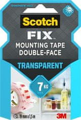 3M Samolepicí páska "Transparent", průhledná, oboustranná, 19 mm x 1,5 m, 7100261816
