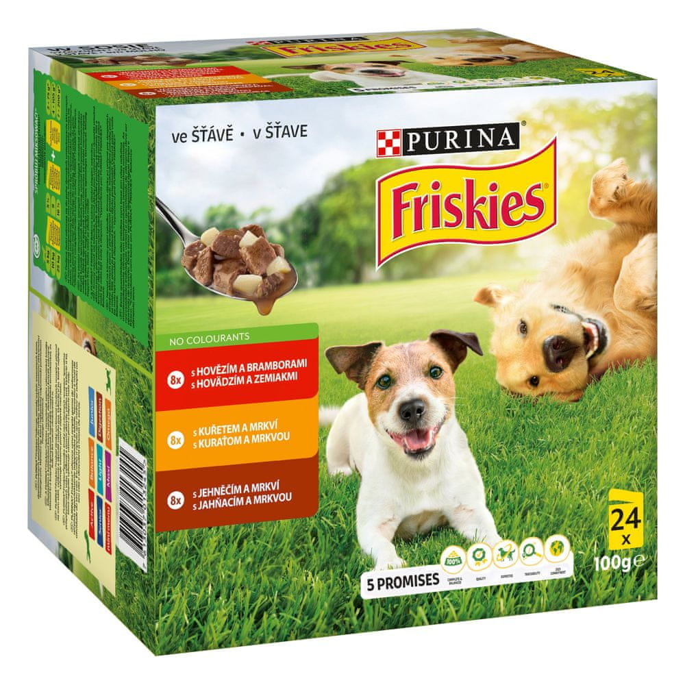 Levně Friskies Dog adult multipack hovězí/kuře/jehněčí ve šťávě 96x100 g