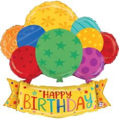 Grabo Fóliový balón supershape Happy Birthday Balloons 94cm