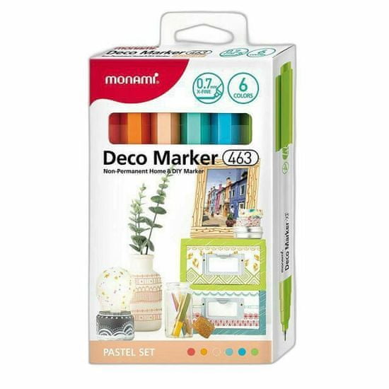 MONAMI Deco marker akrylové fixy sada 0,7mm (6ks) -