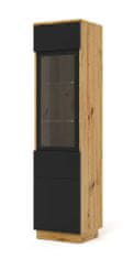 Homlando Vtrína Aura 1DS 150 cm, skleněná, univerzální: závěsná, stojící dub řemeslný / černý mat