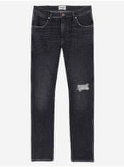 Wrangler Černé pánské straight fit džíny s potrhaným efektem Wrangler 30/34
