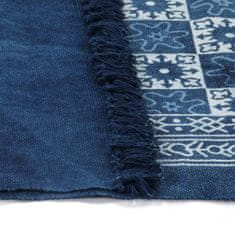 Greatstore Koberec Kilim se vzorem bavlněný 120 x 180 cm modrý