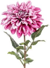Autronic Jiřinka, barva tmavá růžová ojíněná. Květina umělá. KUC2535, sada 12 ks