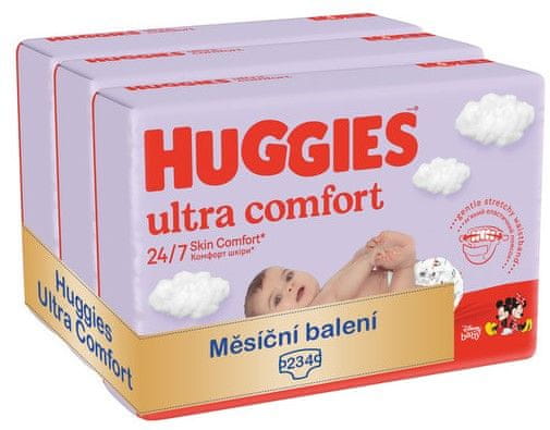 Levně Huggies měsíční balení 3x Ultra Comfort Mega 3 - 234ks