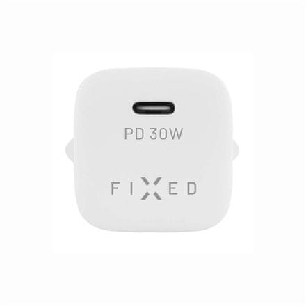 FIXED Nabíječka do sítě Mini 1xUSB-C PD 30W + USB-C kabel 1m - bílá
