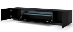 Homlando TV stolek AURA 200 cm univerzální: závěsné, stojící černá mat / černá lesk + LED