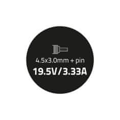 Qoltec Napájecí adaptér pro HP 65W | 19,5V | 3,33A | 4,5*3,0+pin | + napájecí kabel