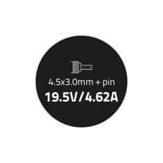 Qoltec Napájecí adaptér pro HP 90W | 19,5V | 4,62A | 4,5*3,0+pin | + napájecí kabel