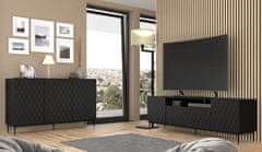 Homlando TV stolek DIUNA 2D1K 145 cm černá mat v černém rámu