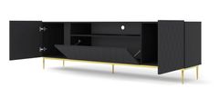 Homlando TV stolek DIUNA 2D1K 193 cm černá mat ve zlatém rámu