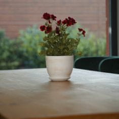 botle Keramický květináč Kulatý s podšálkem světle šedá 13 cm lesk s drenážním otvorem