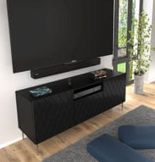 Homlando TV stolek DIUNA 2D1K 145 cm černá mat v černém rámu