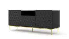 Homlando TV stolek DIUNA 2D1K 145 cm černá mat ve zlatém rámu