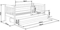 eoshop Dětská postel KUBUS 1 80x190 cm, borovice/bílá (Volba matrace: Pěnová matrace)