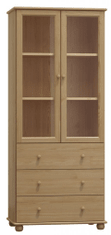 eoshop Vitrína 104 Klasik masiv borovice (Barva dřeva: surové dřevo, Šířka: 90 cm)