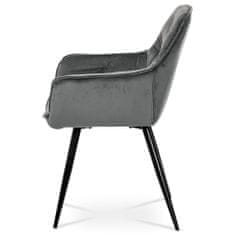 Autronic Jídelní židle, potah šedá sametová látka, kovová 4nohá podnož, černý lak DCH-421 GREY4