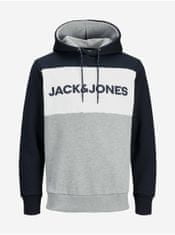 Jack&Jones Modro-šedá mikina s kapucí Jack & Jones S