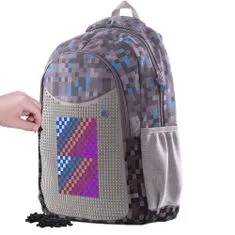 Pixie Crew Kreativní studentský batoh Minecraft Šedo-modrý