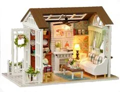 Aga Dřevěný model obývacího pokoje pro panenky k sestavení LED