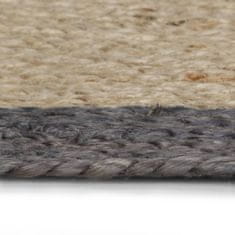 Vidaxl Ručně vyrobený koberec z juty s tmavě šedým okrajem 150 cm