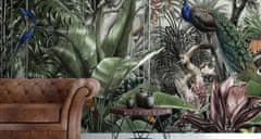Muralo Fototapeta Ptáci Tropické Listí DŽUNGLE 450x300