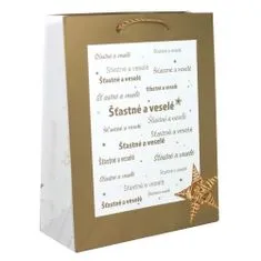 Goba Vánoční dárková taška střední Zlaté písmo