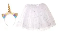 Aga Karnevalový kostým Jednorožec + čelenka + sukně Bílá